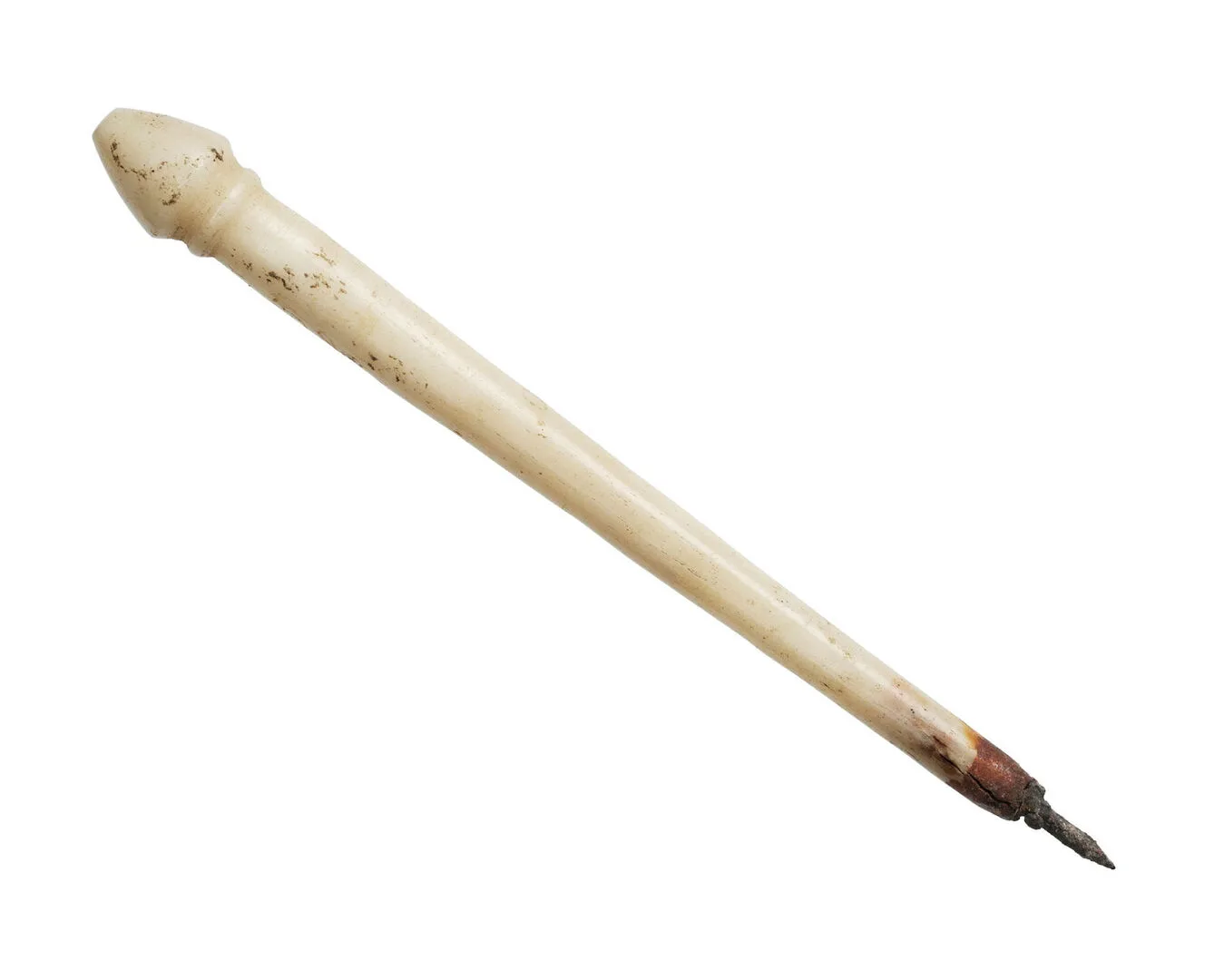 A thin ivory holder for a pen.