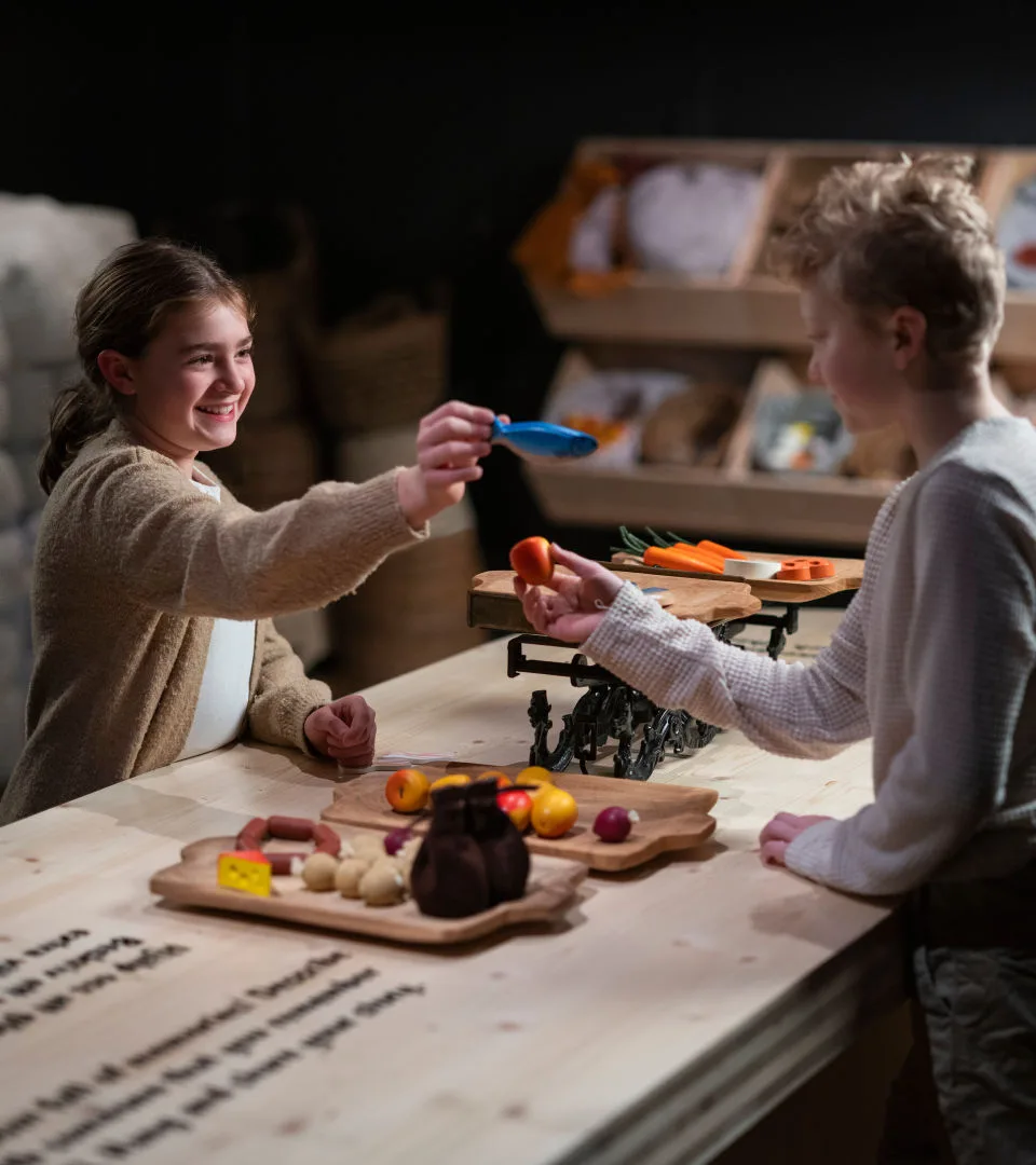 Two children playing in one of the exhibitions.