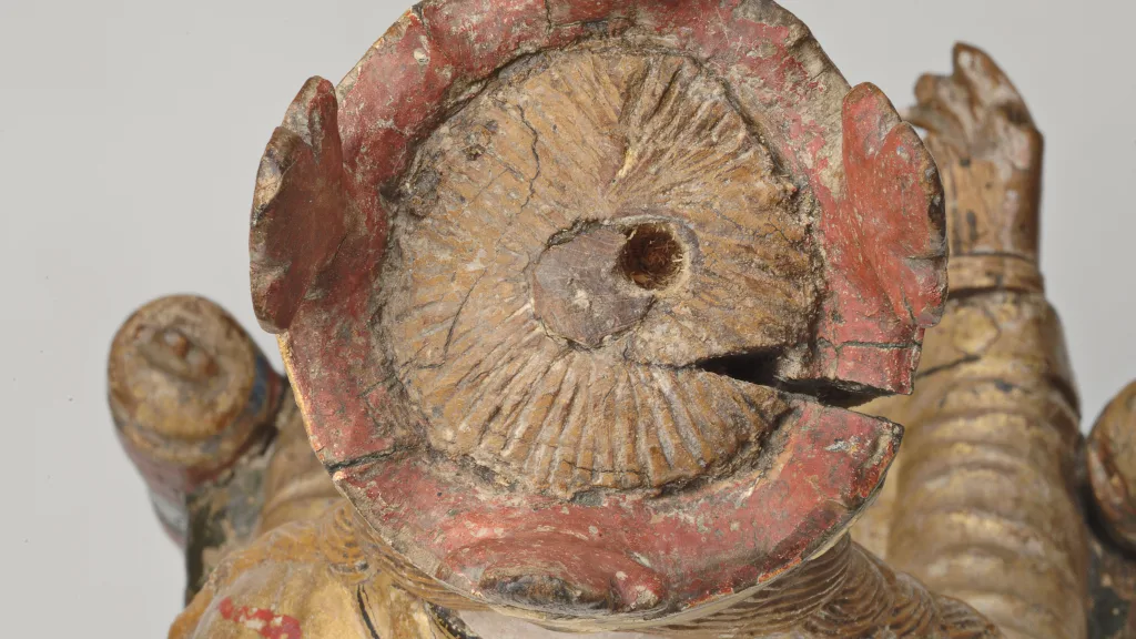 A hollow space in the Madonna's head.