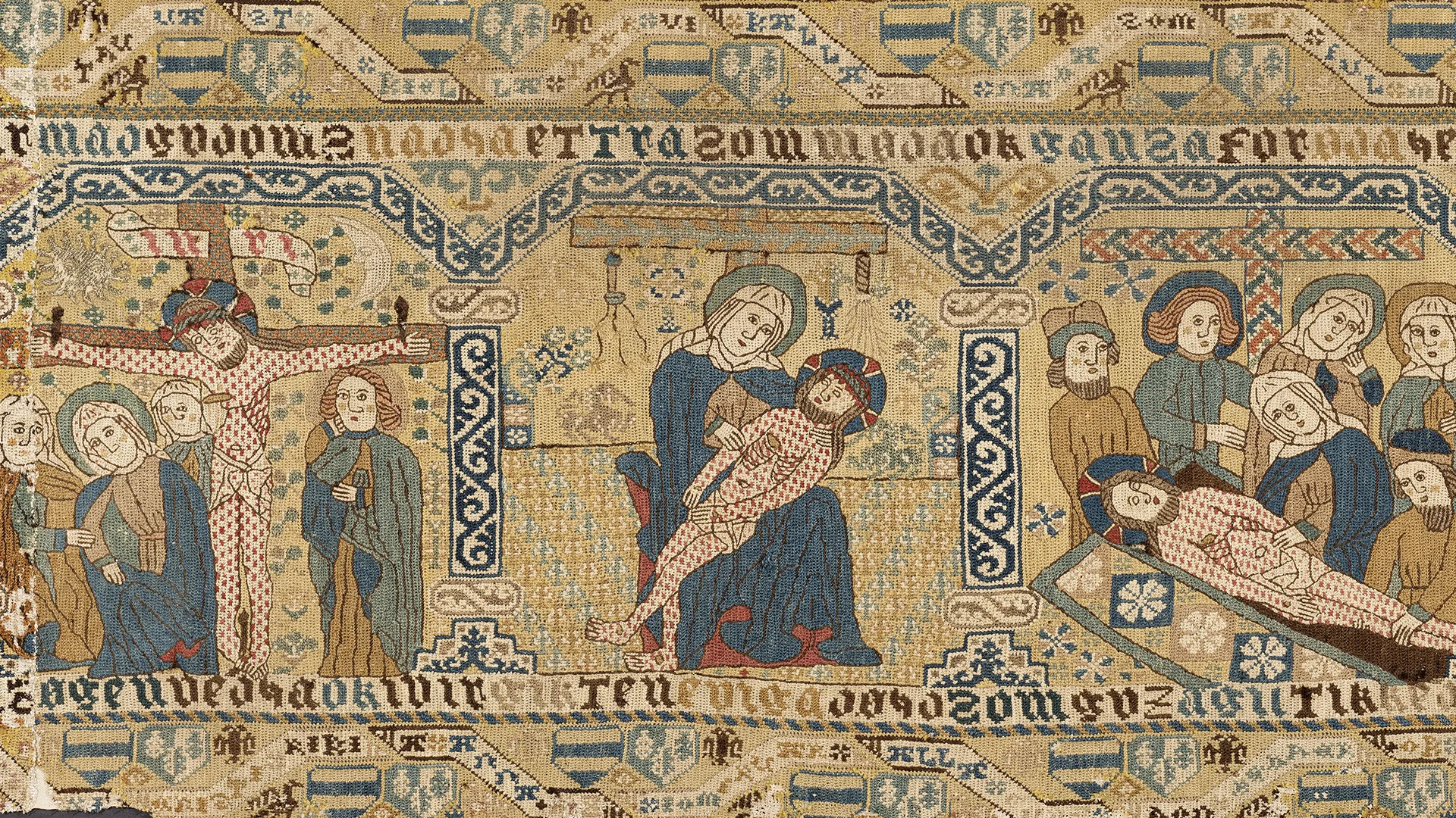 Broderi med scener ur Jesus död