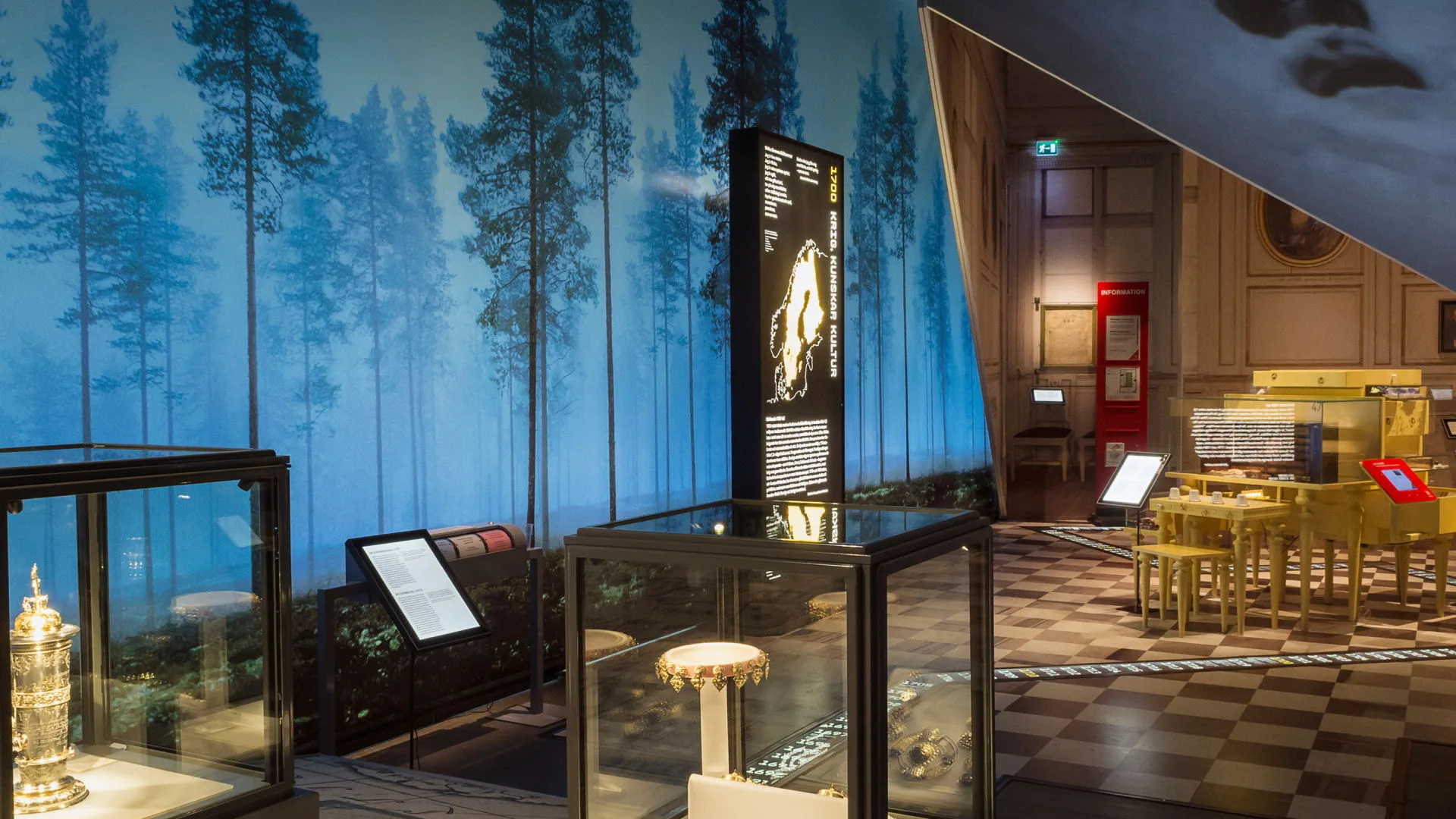 Översikt av utställningen Sveriges historia.