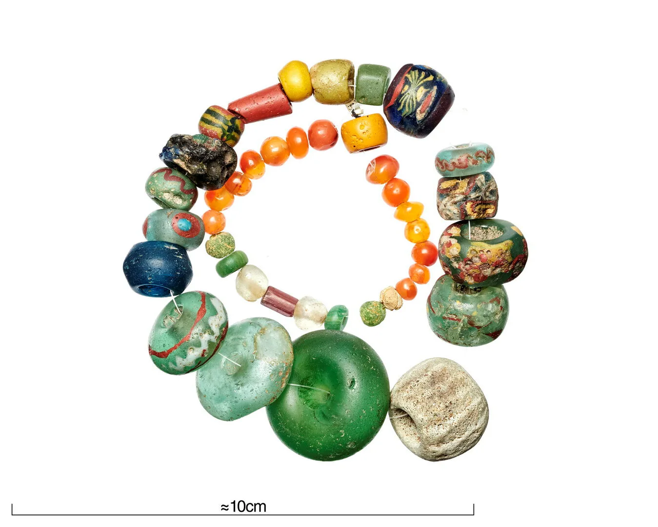 Colourful beads in different sizes