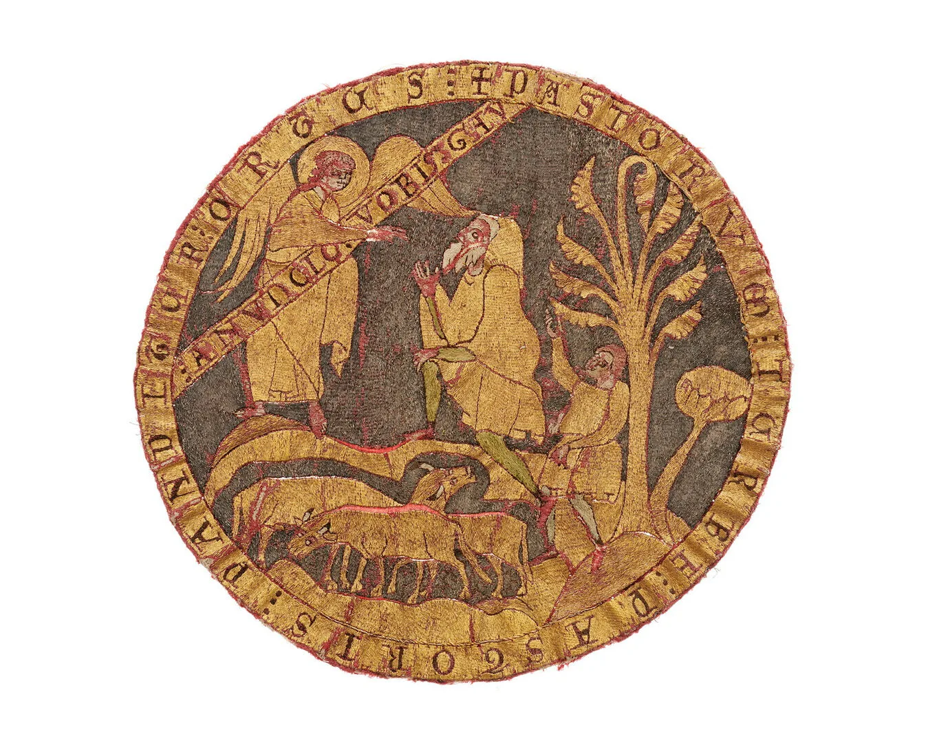 Broderad cirkel, en ängel besöker folk och djur