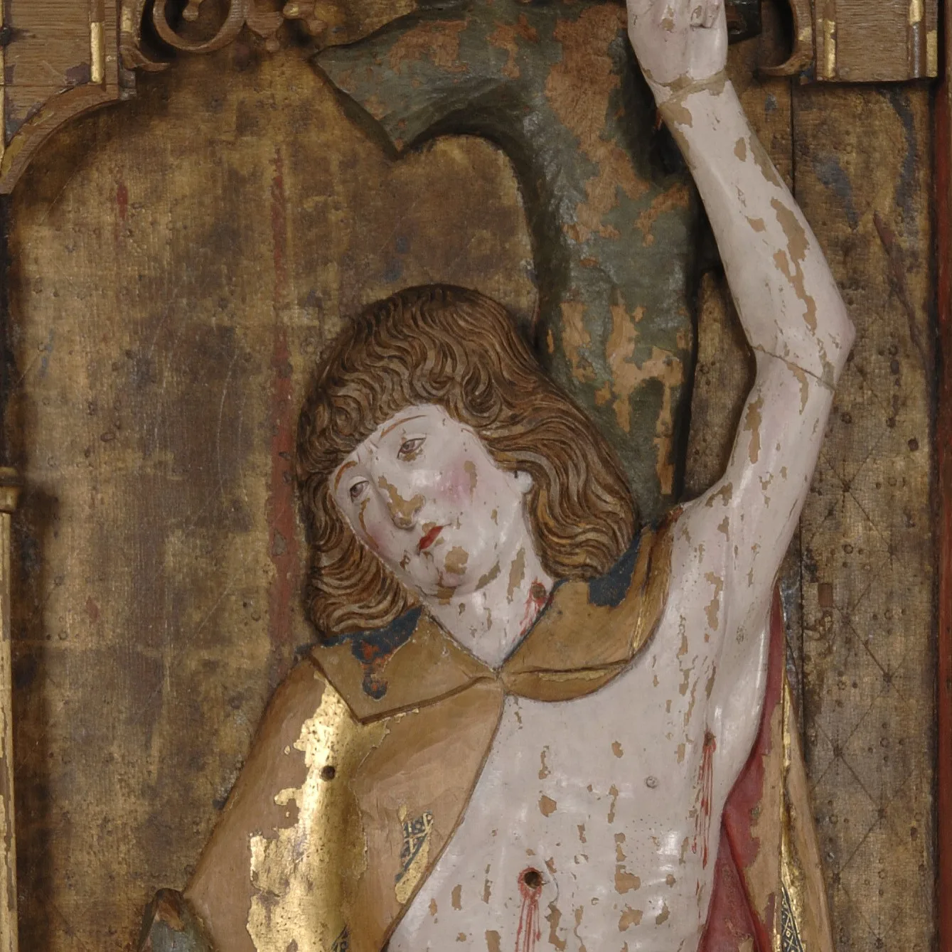 Fresk av medeltida helgonet Sebastian