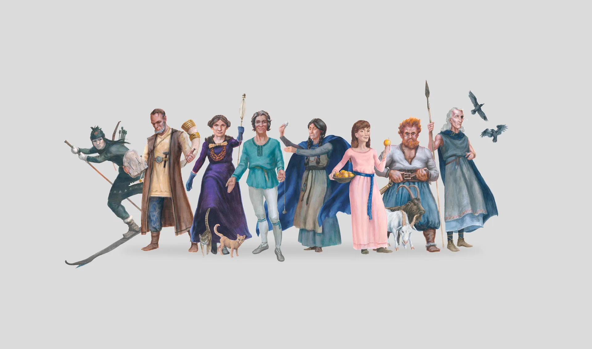 Illustration av vikingatida gudar och gudinnor