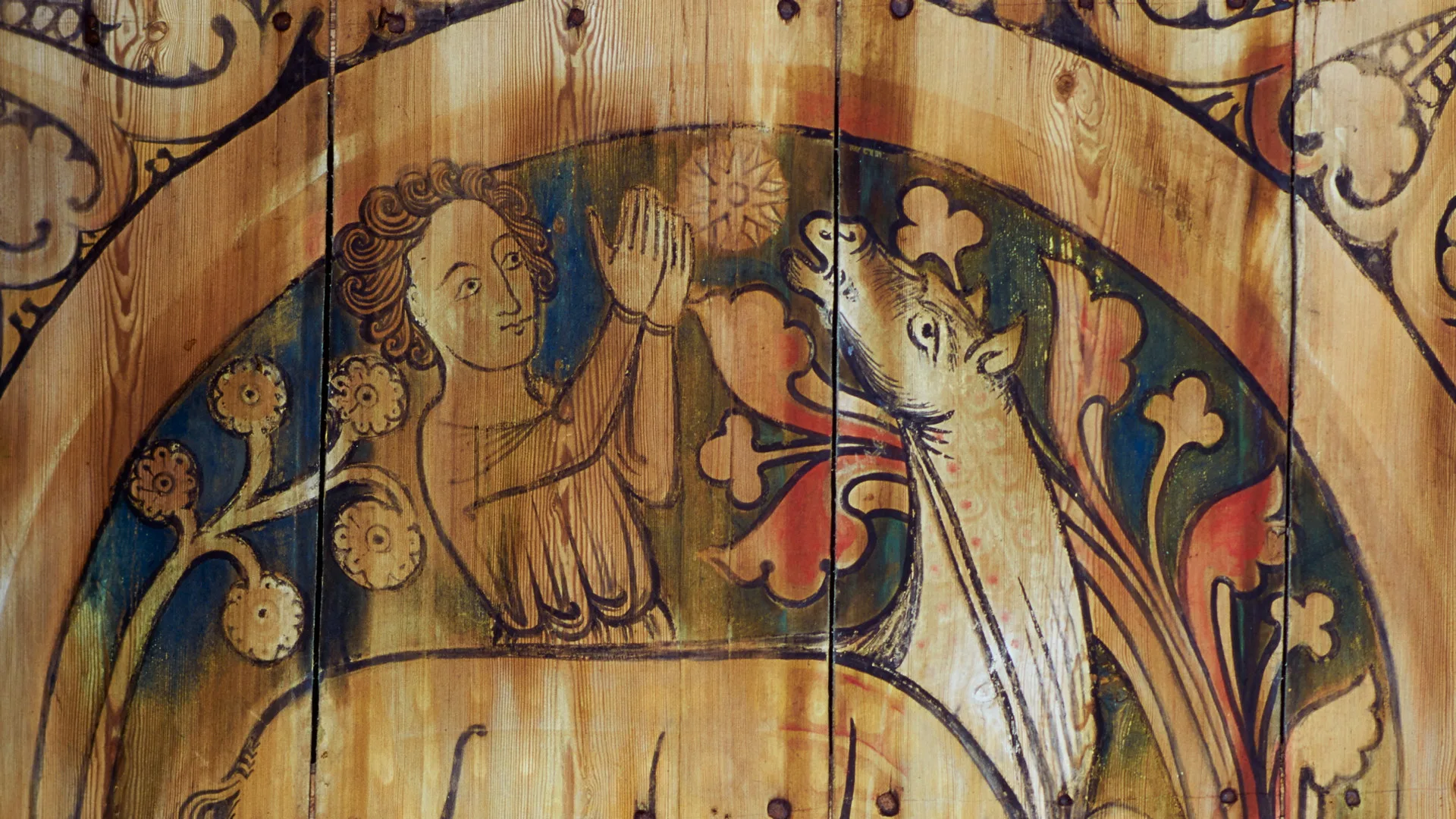 Painting of a boy feeding a horse