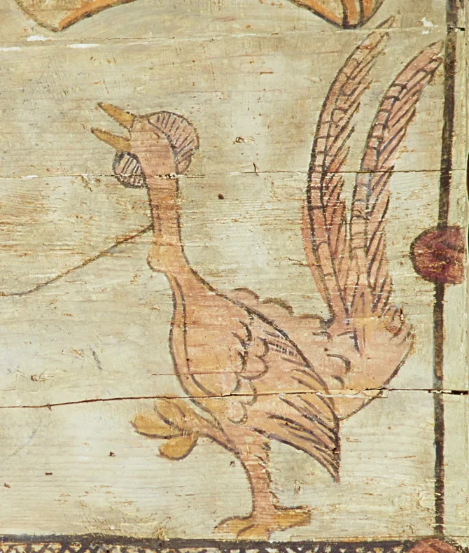 Chicken with long tail feathers