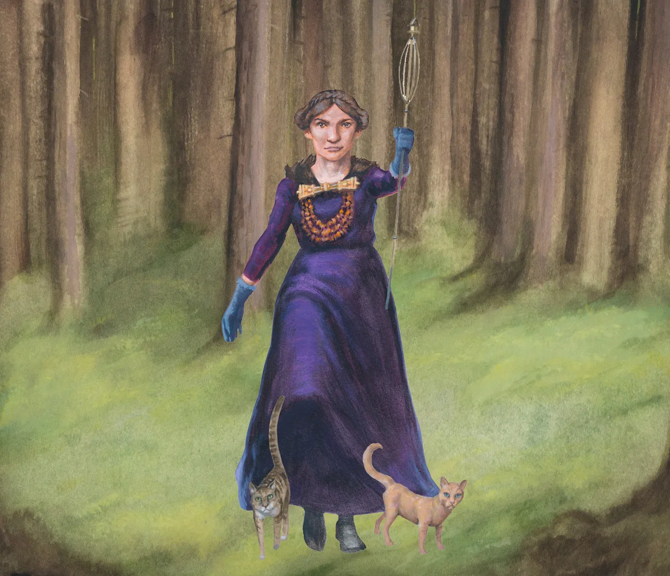 Illustration Freyja with cats