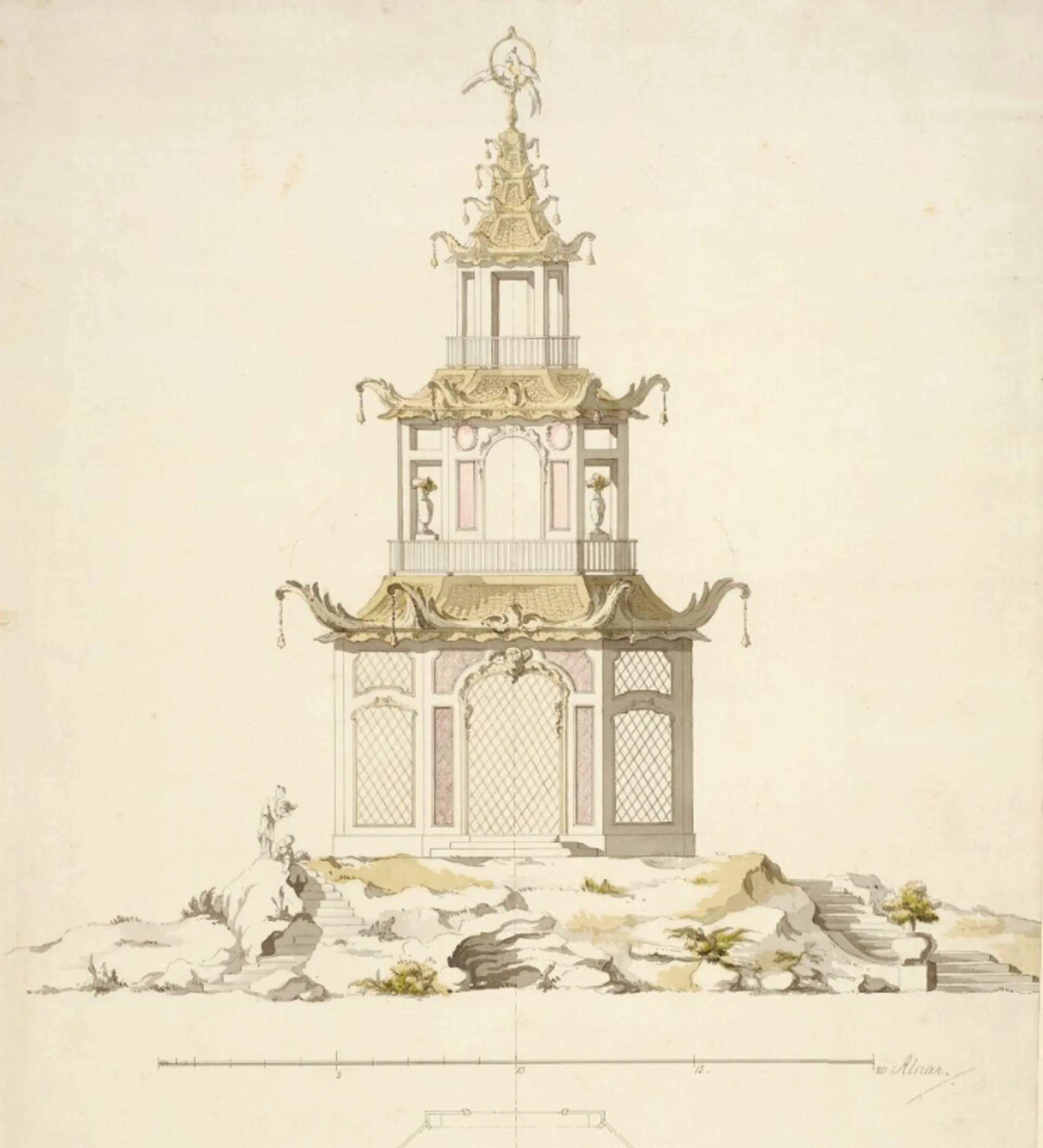 Drawing of a bird cage