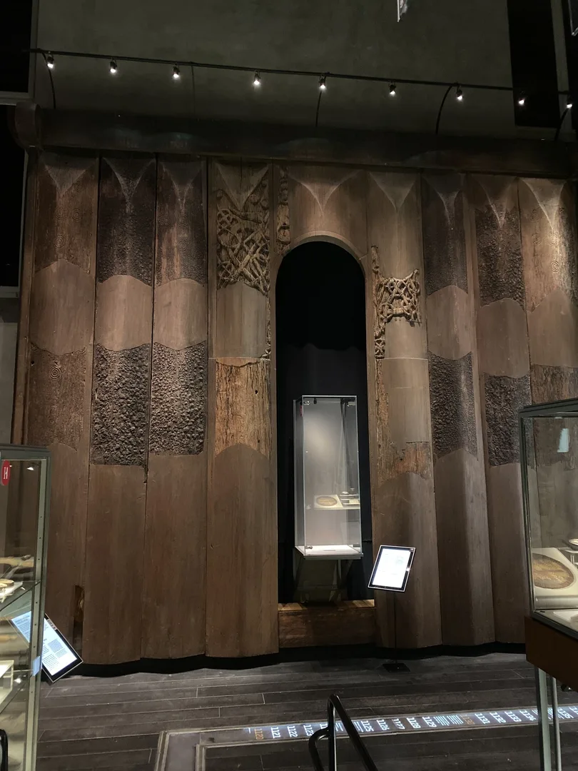 Reconstructed façade with decorated columns