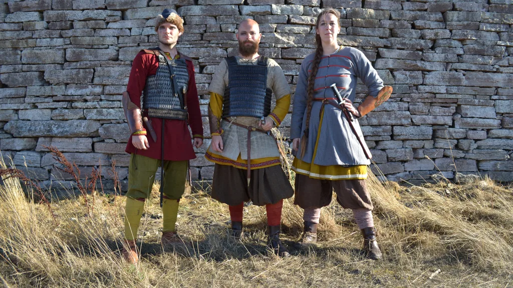 People in reconstructed Viking Age clothes