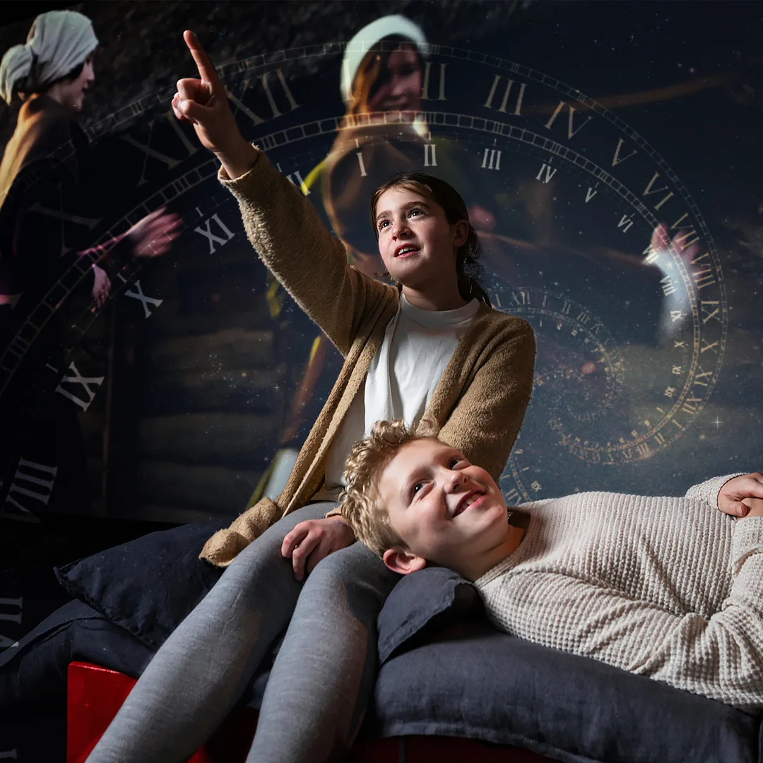 Children on a travel through time