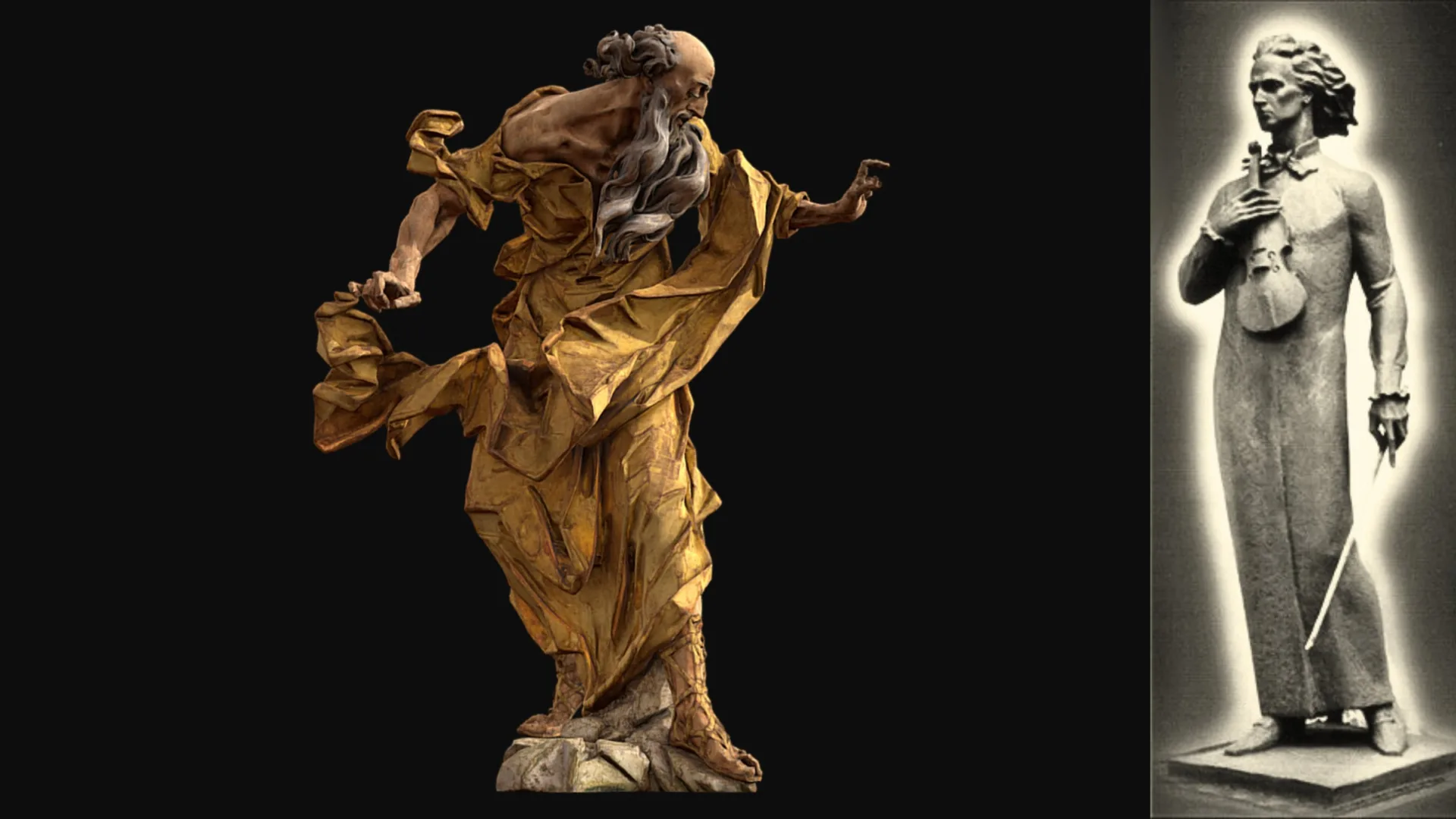 Ett montage av två barocka skulpturer