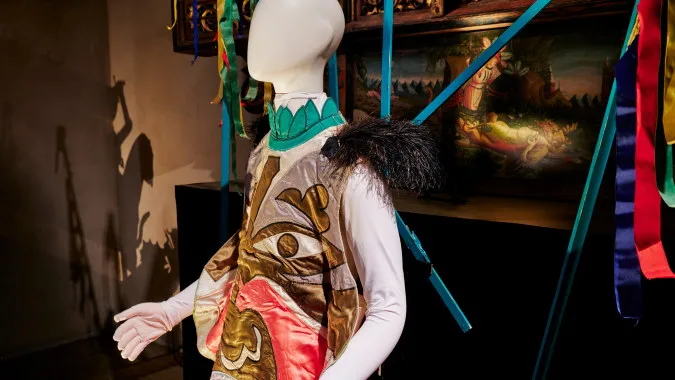 Mannequin with colorful dress